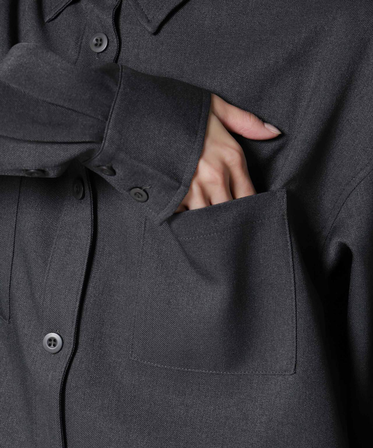 ウールライクポリエステルワイドシルエットシャツ(セットアップ可) 6735220313