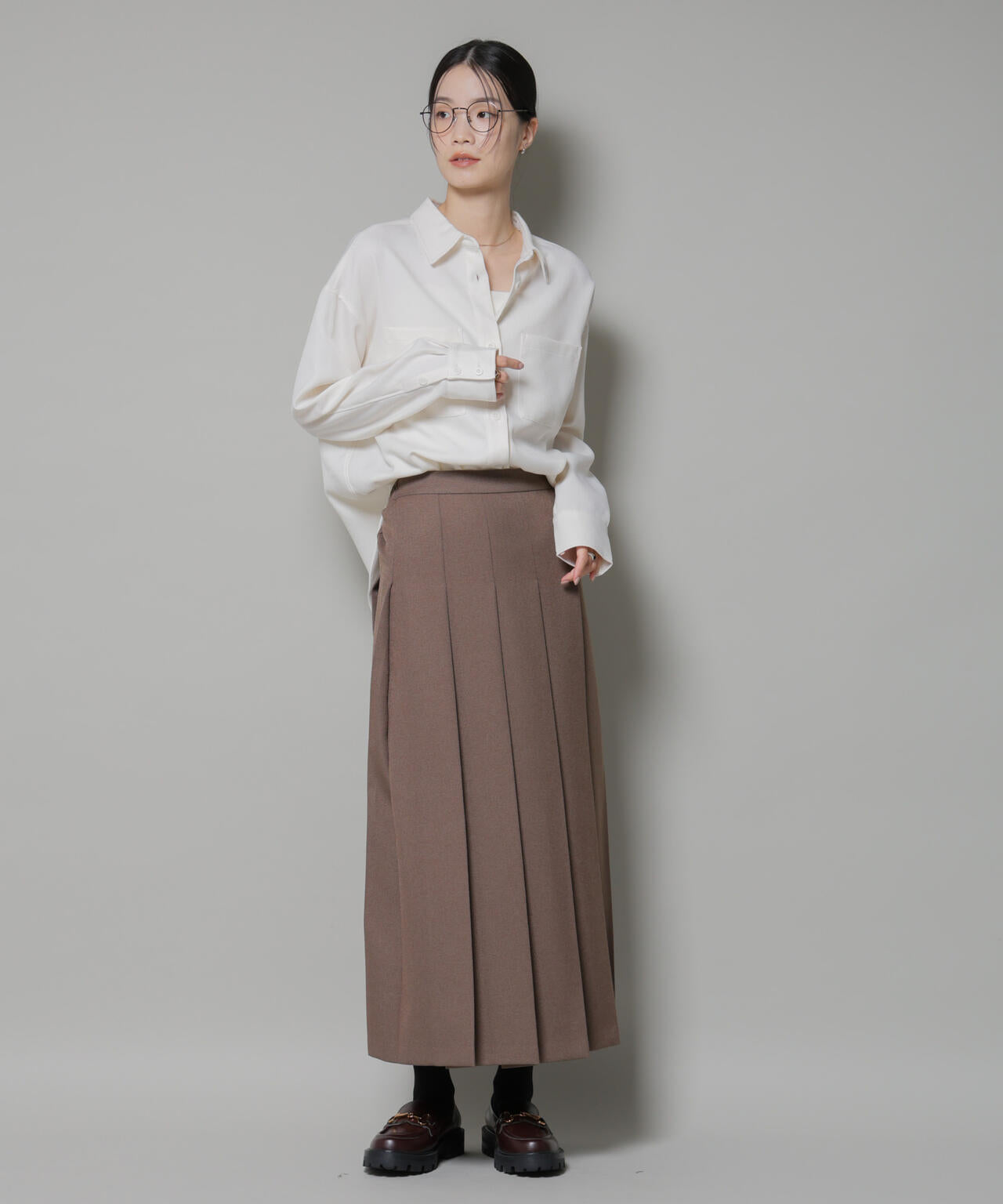 ウールライクポリエステルワイドシルエットシャツ(セットアップ可) 6735220313