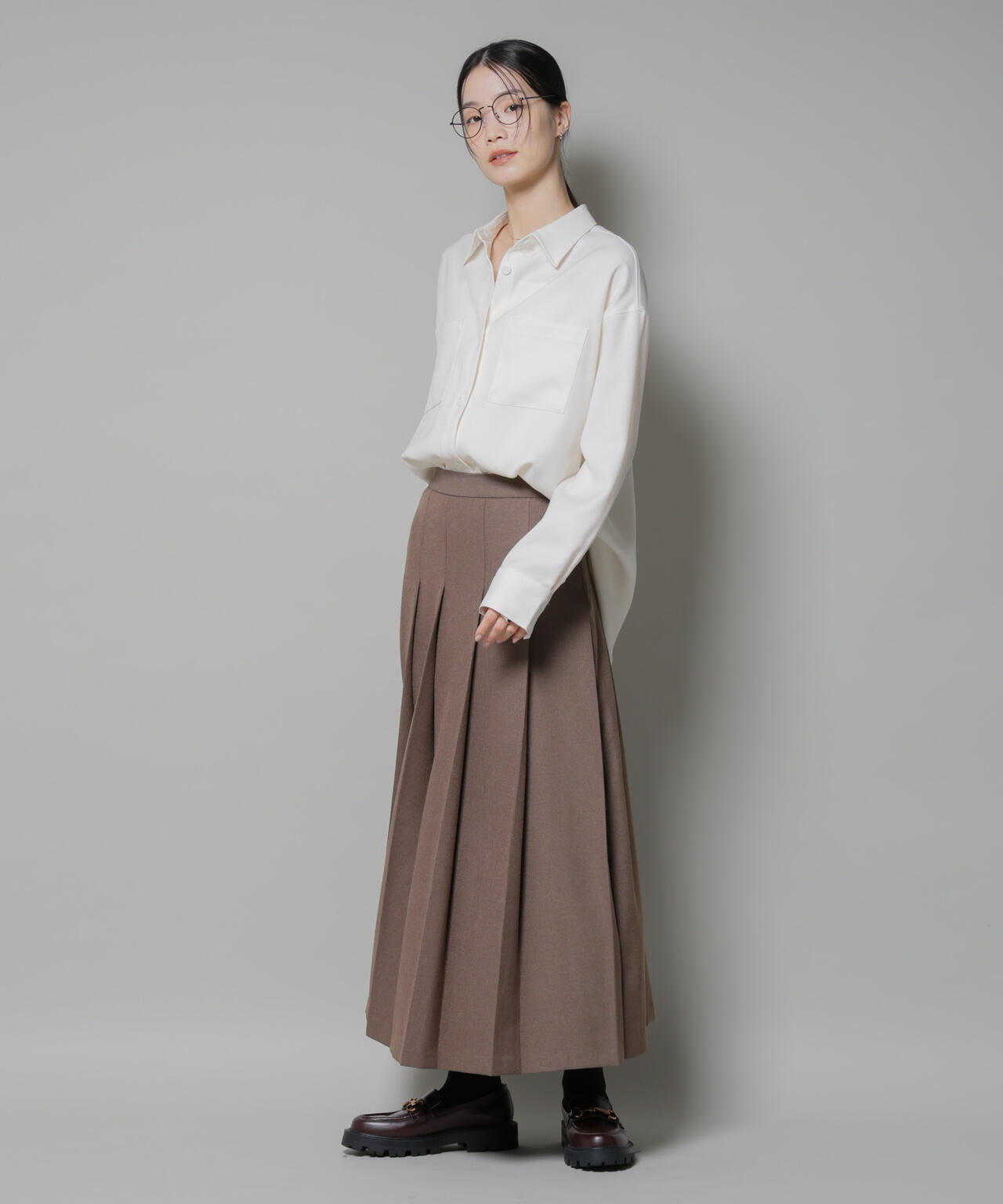 ウールライクポリエステルワイドシルエットシャツ(セットアップ可) 6735220313