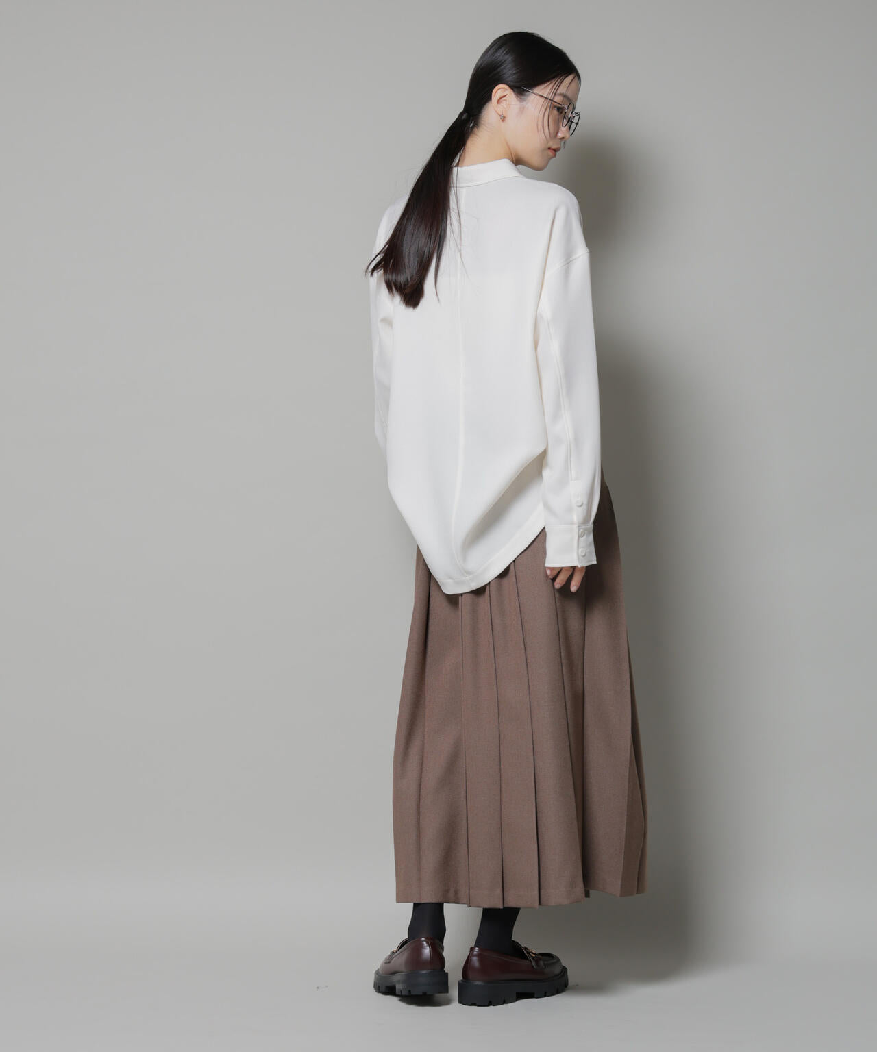 ウールライクポリエステルワイドシルエットシャツ(セットアップ可) 6735220313