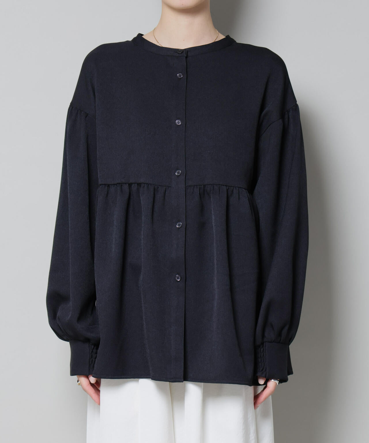 ウールライクポリエステル前後2way切り替えペプラムブラウス(セットアップ可) 6735220314