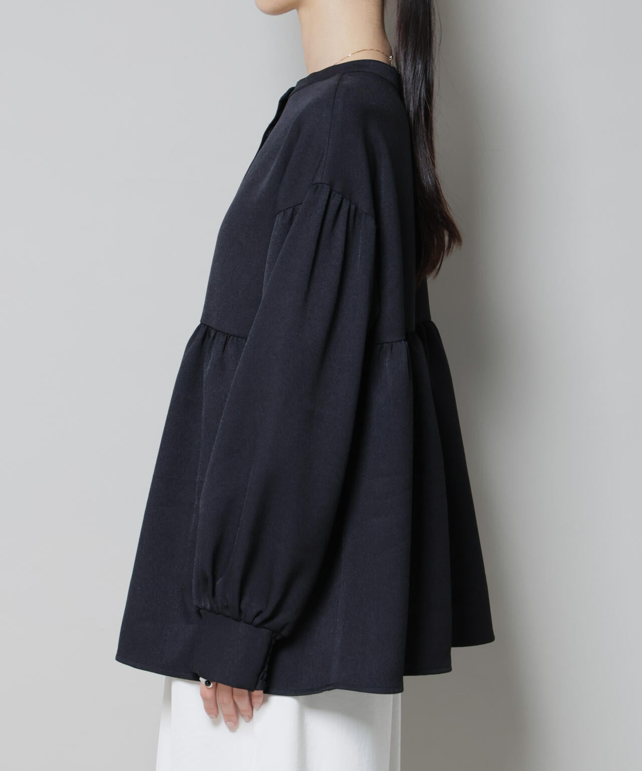 ウールライクポリエステル前後2way切り替えペプラムブラウス(セットアップ可) 6735220314