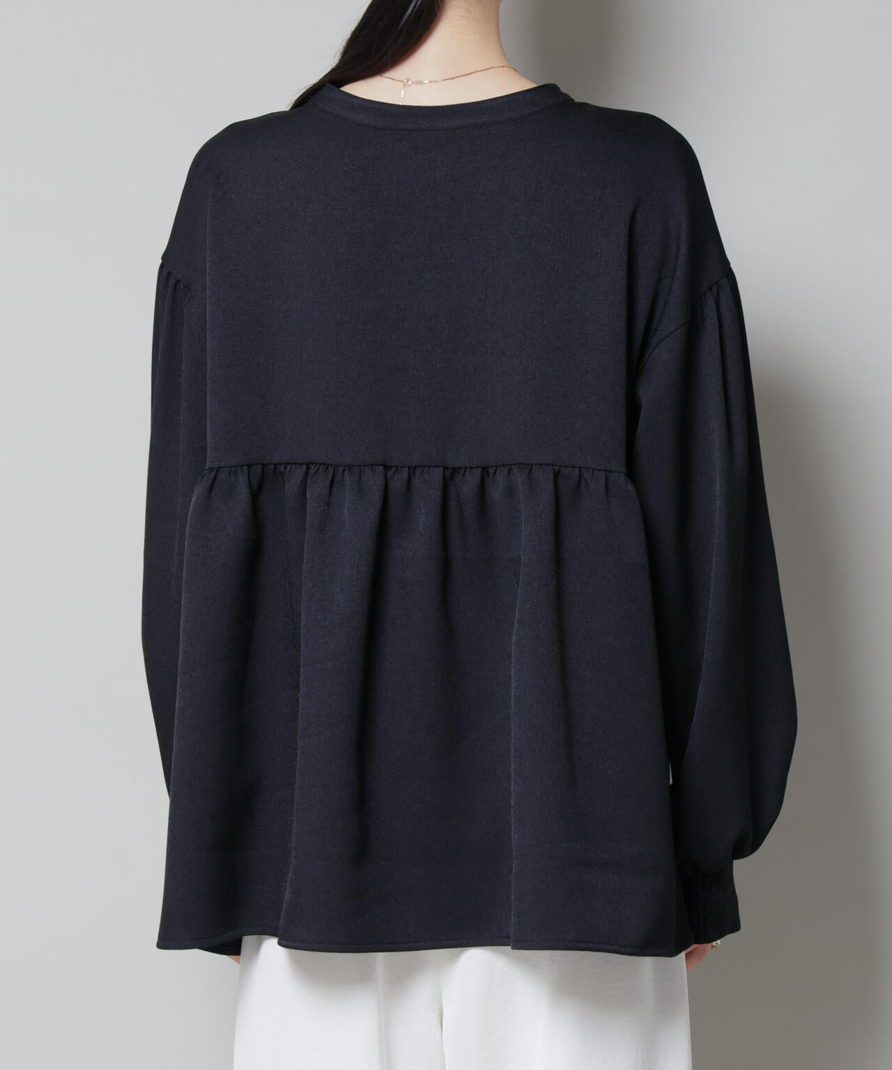 ウールライクポリエステル前後2way切り替えペプラムブラウス(セットアップ可) 6735220314