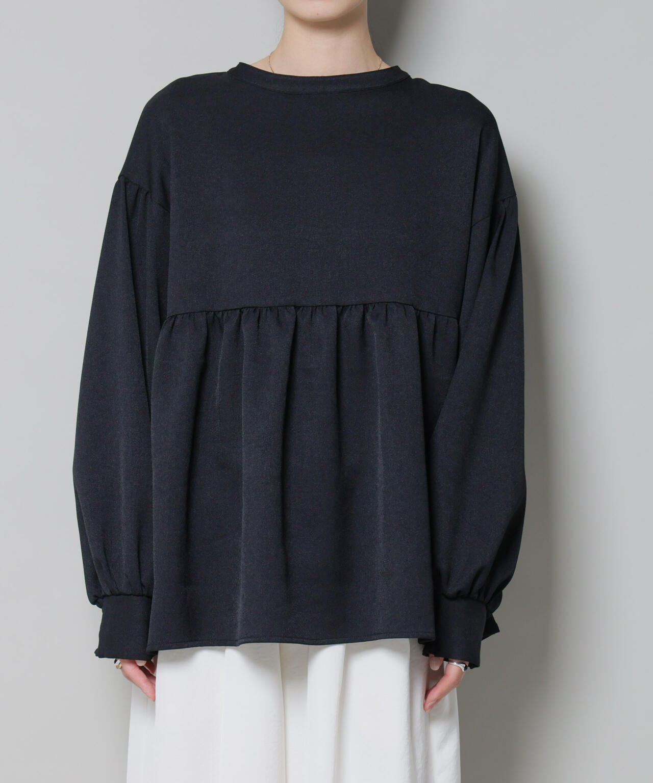 ウールライクポリエステル前後2way切り替えペプラムブラウス(セットアップ可) 6735220314