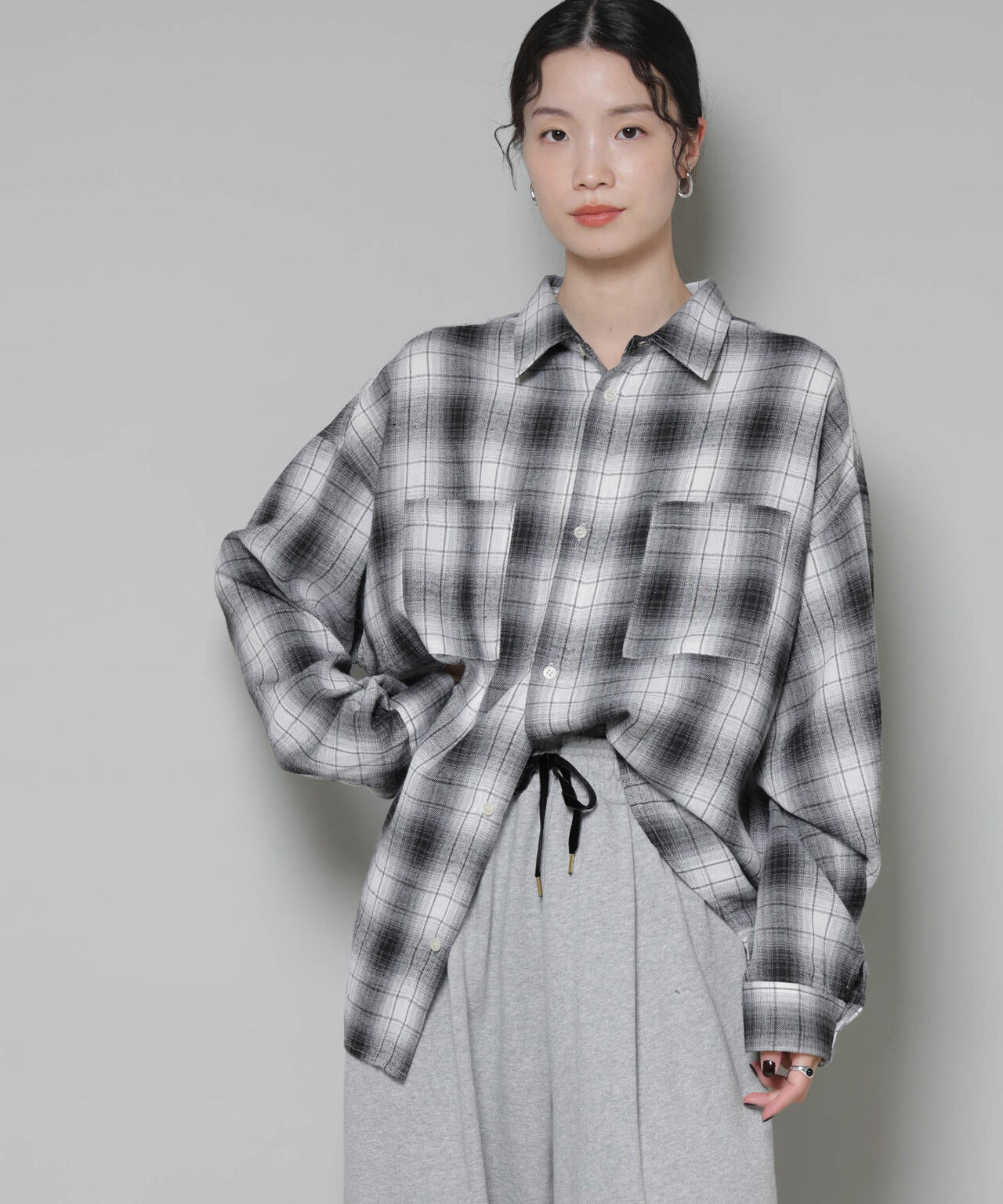 オーバーサイズチェックシャツ 6735220316