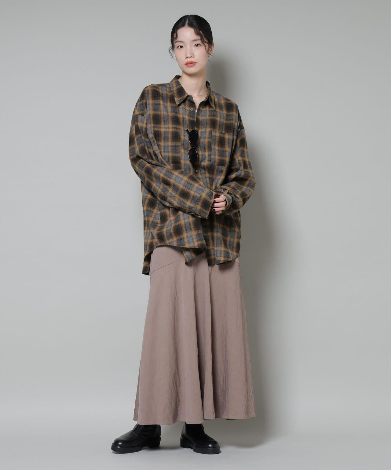 オーバーサイズチェックシャツ 6735220316