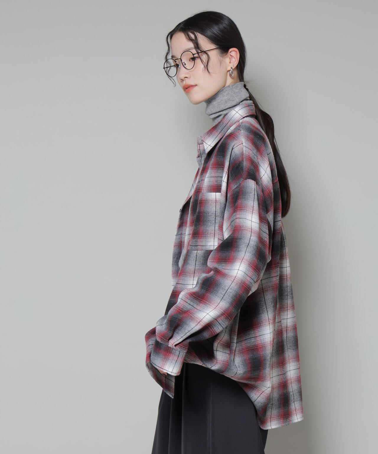 オーバーサイズチェックシャツ 6735220316