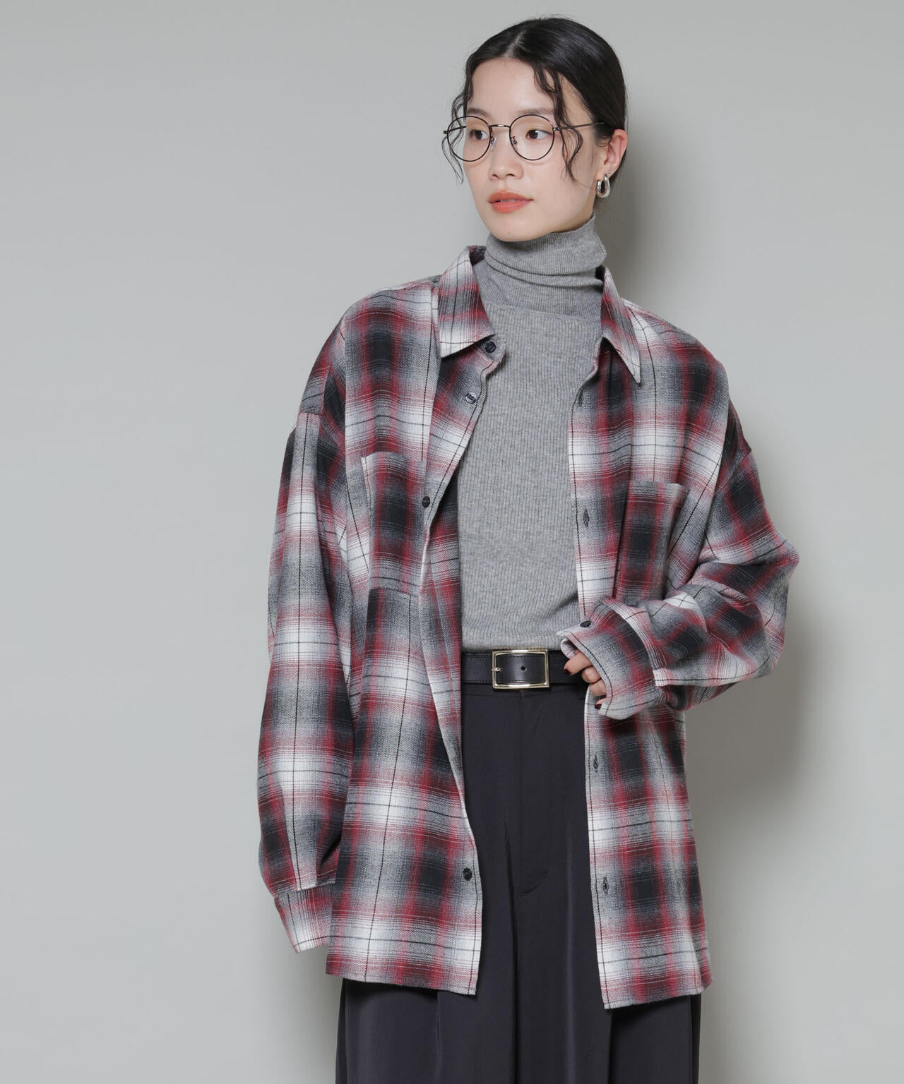 オーバーサイズチェックシャツ 6735220316