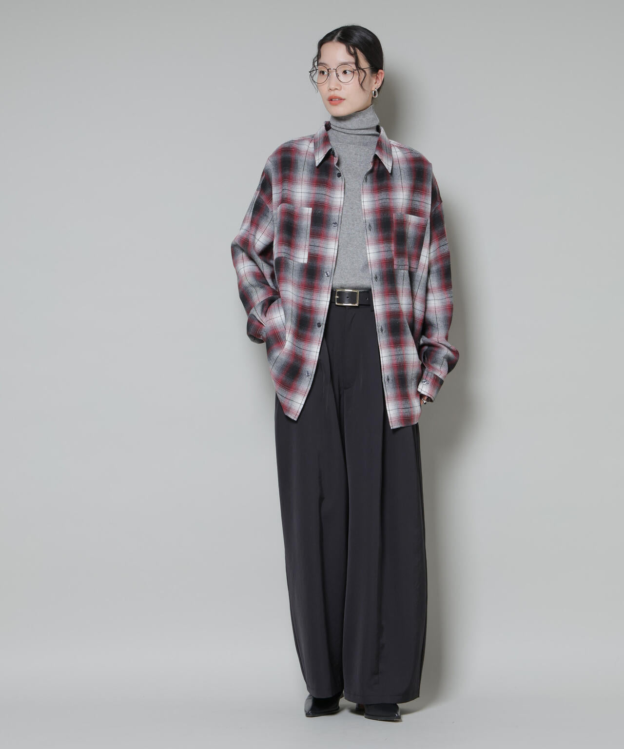 オーバーサイズチェックシャツ 6735220316