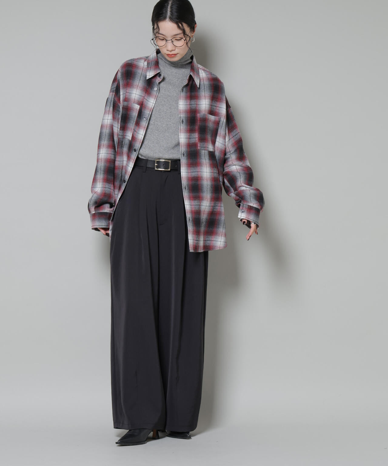 オーバーサイズチェックシャツ 6735220316