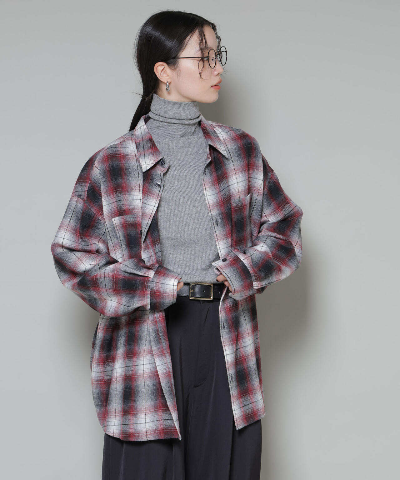 オーバーサイズチェックシャツ