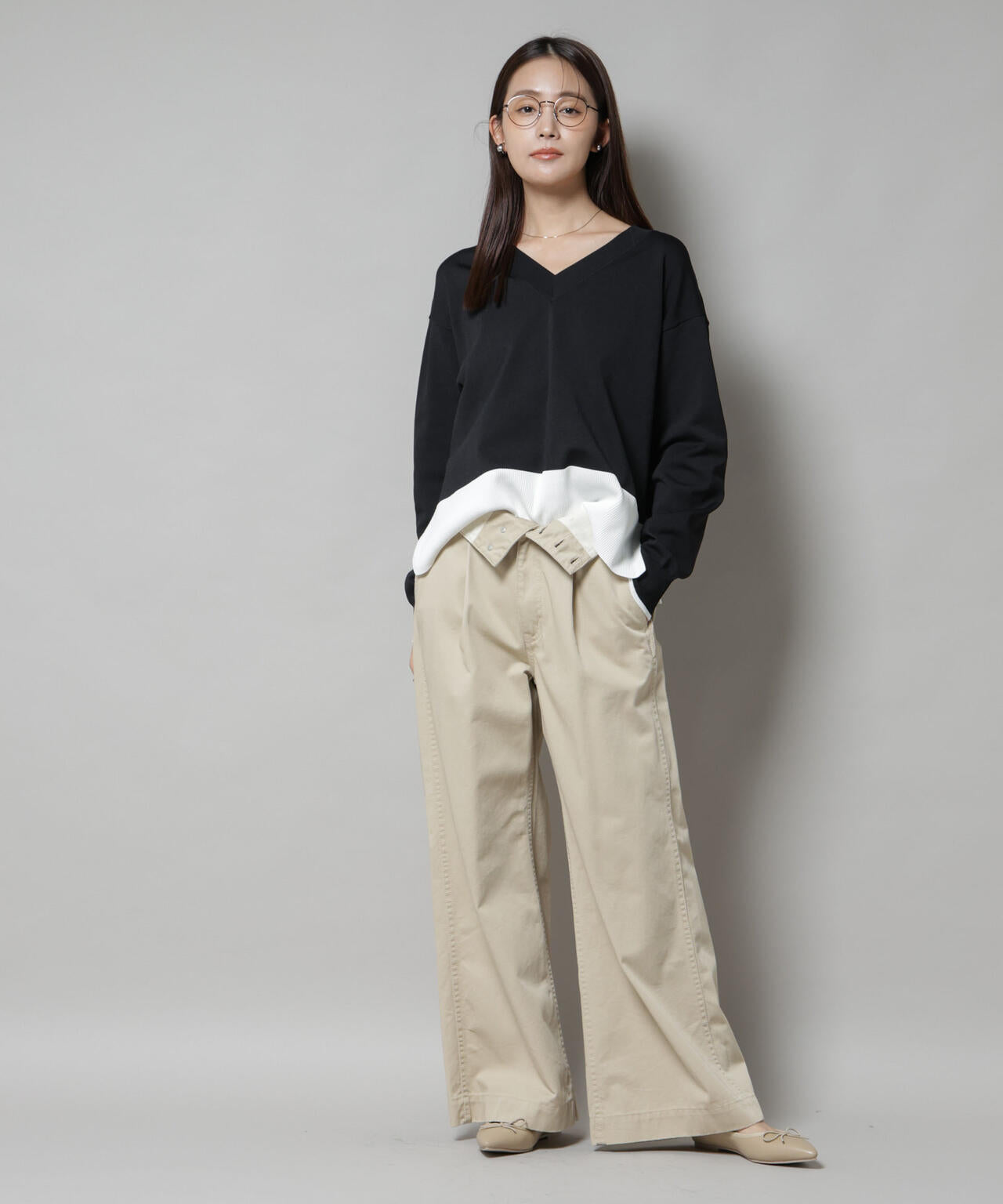 洗濯機洗可前後2way配色ニット 6735222301