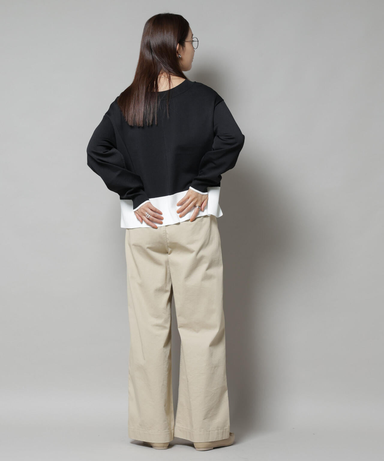 洗濯機洗可前後2way配色ニット 6735222301