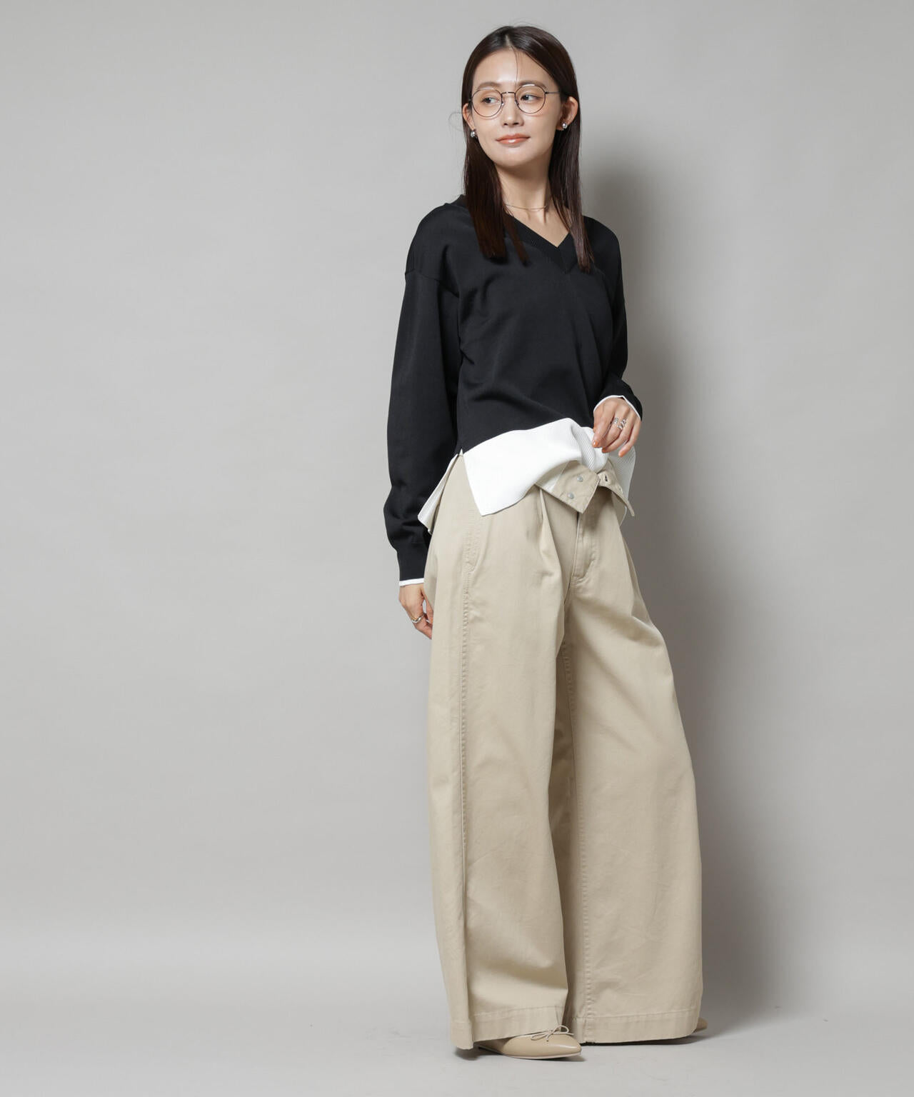 洗濯機洗可前後2way配色ニット 6735222301