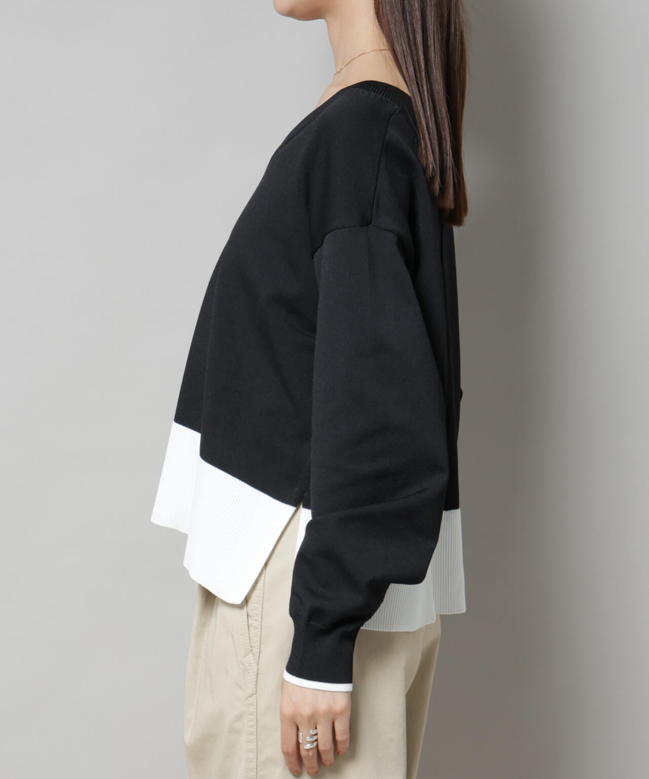 洗濯機洗可前後2way配色ニット 6735222301