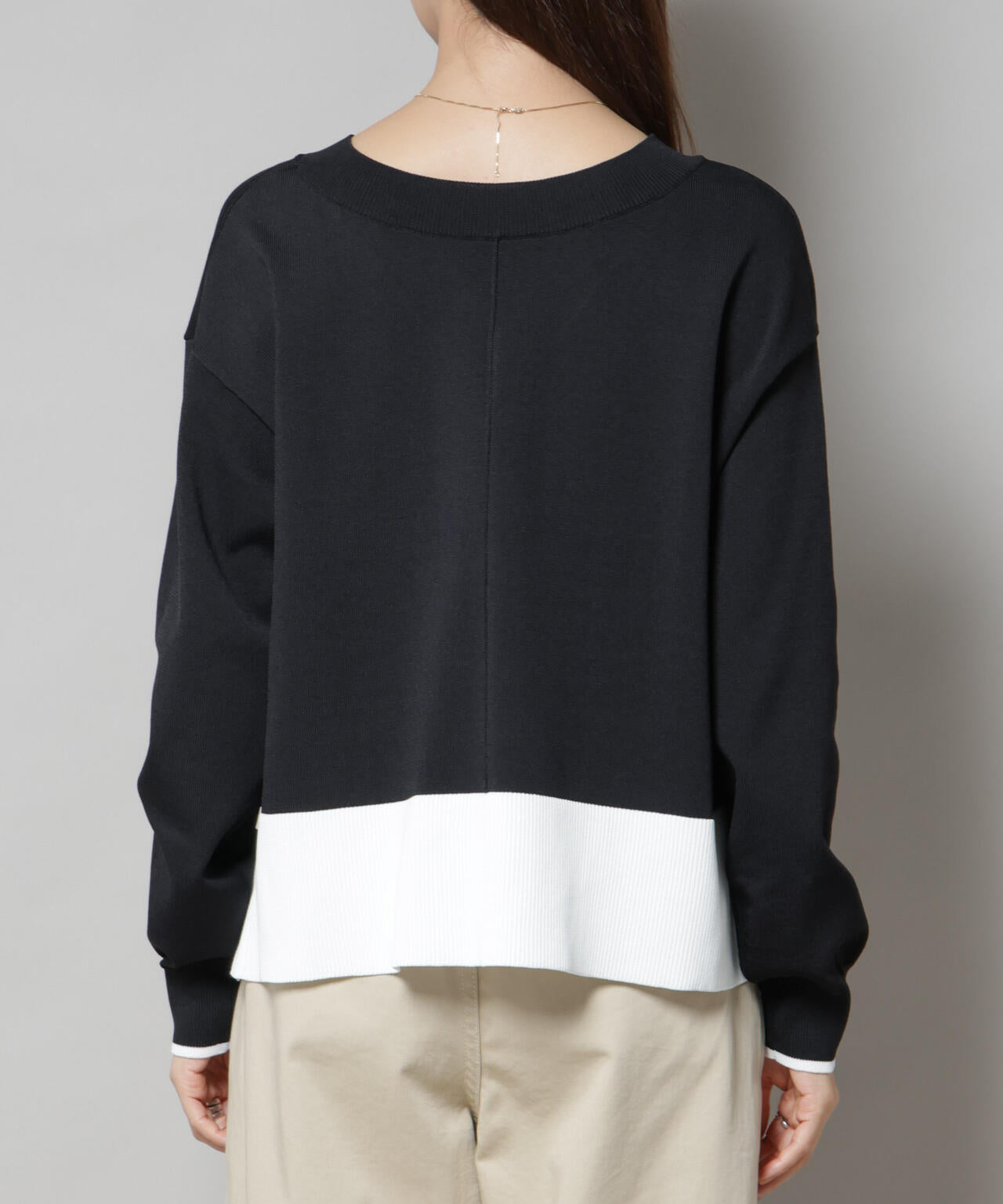 洗濯機洗可前後2way配色ニット 6735222301