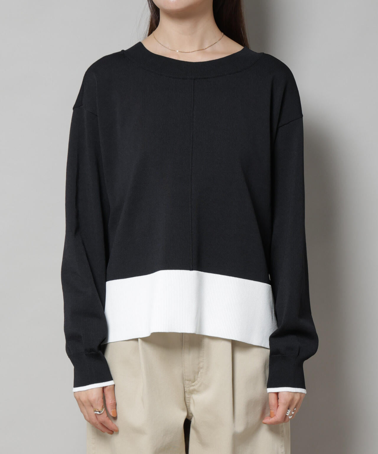 洗濯機洗可前後2way配色ニット 6735222301