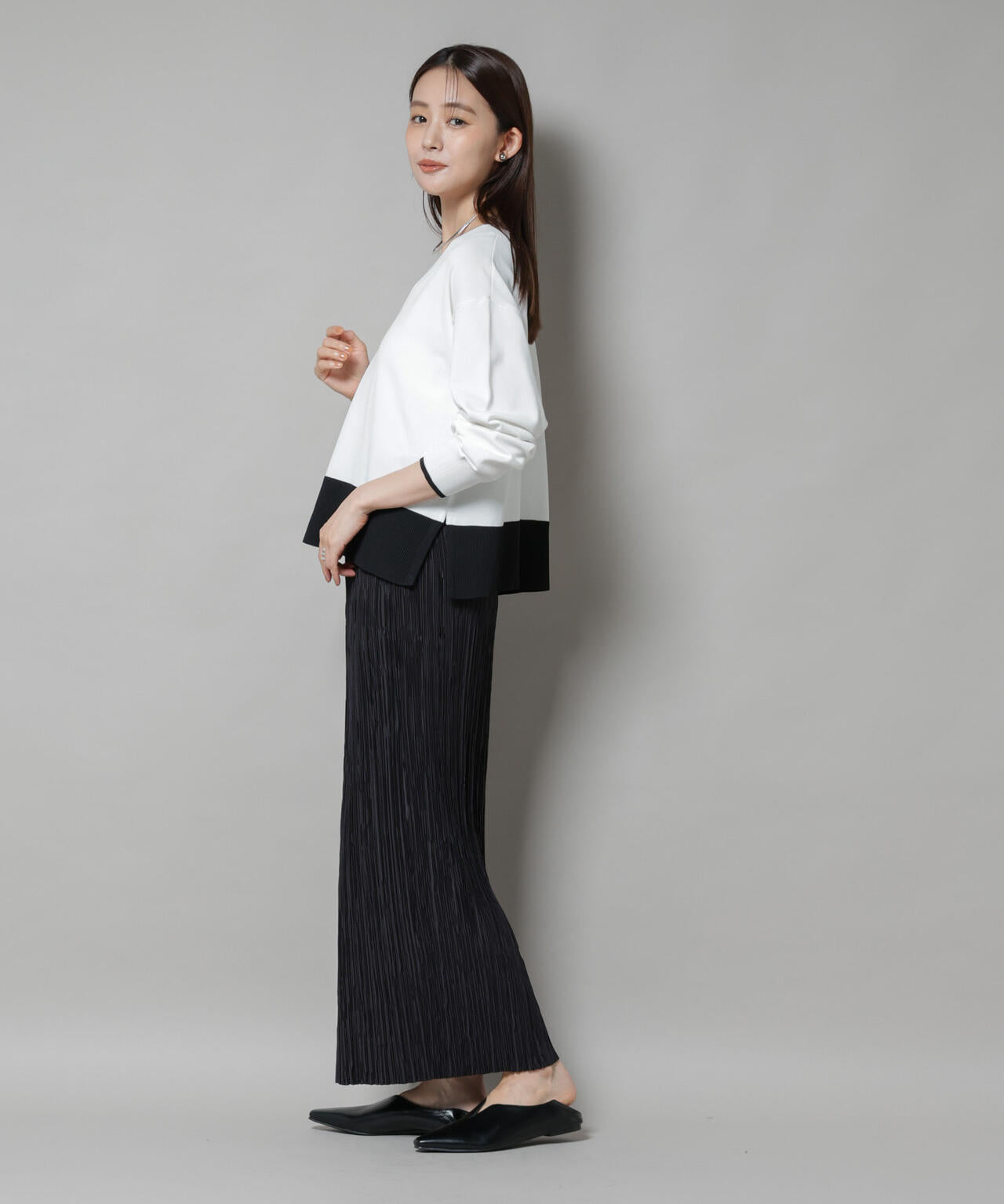 洗濯機洗可前後2way配色ニット 6735222301