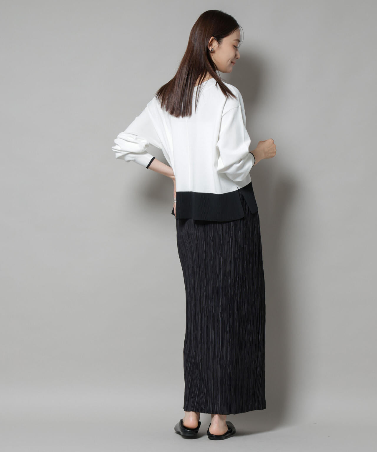 洗濯機洗可前後2way配色ニット 6735222301