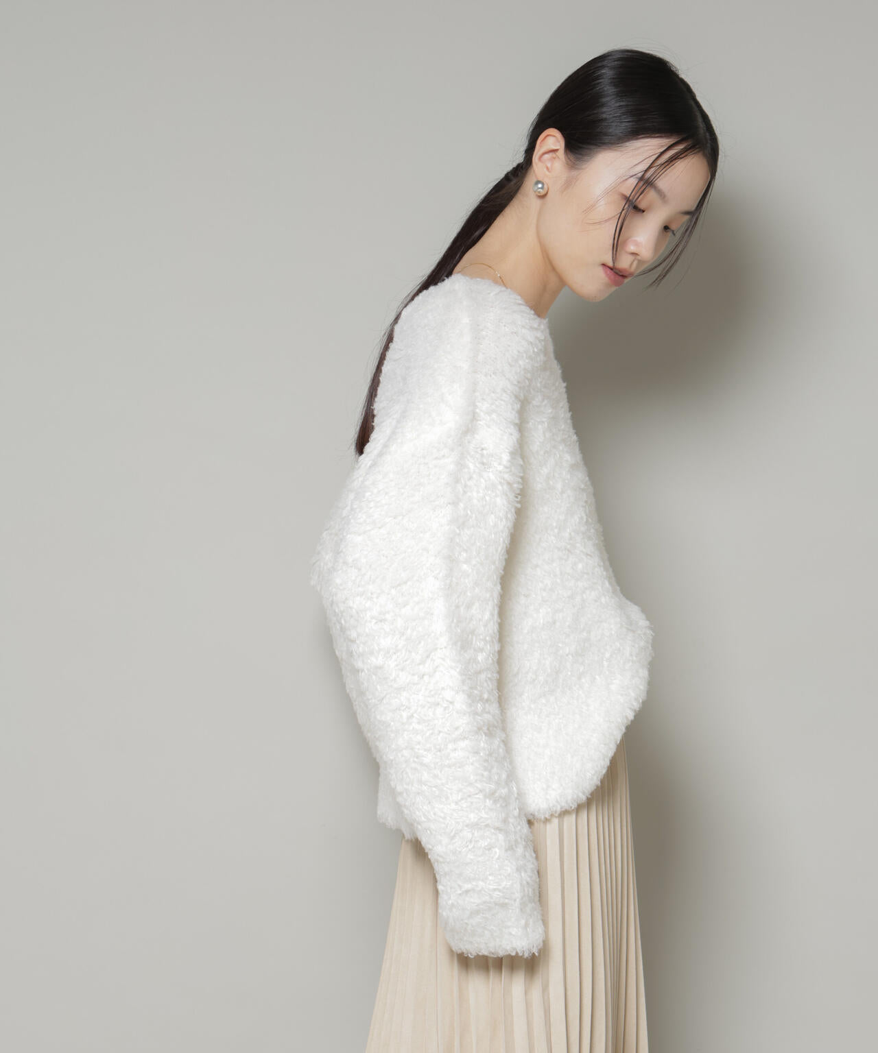 クロップドワイド起毛加工ニットトップス 6735222335