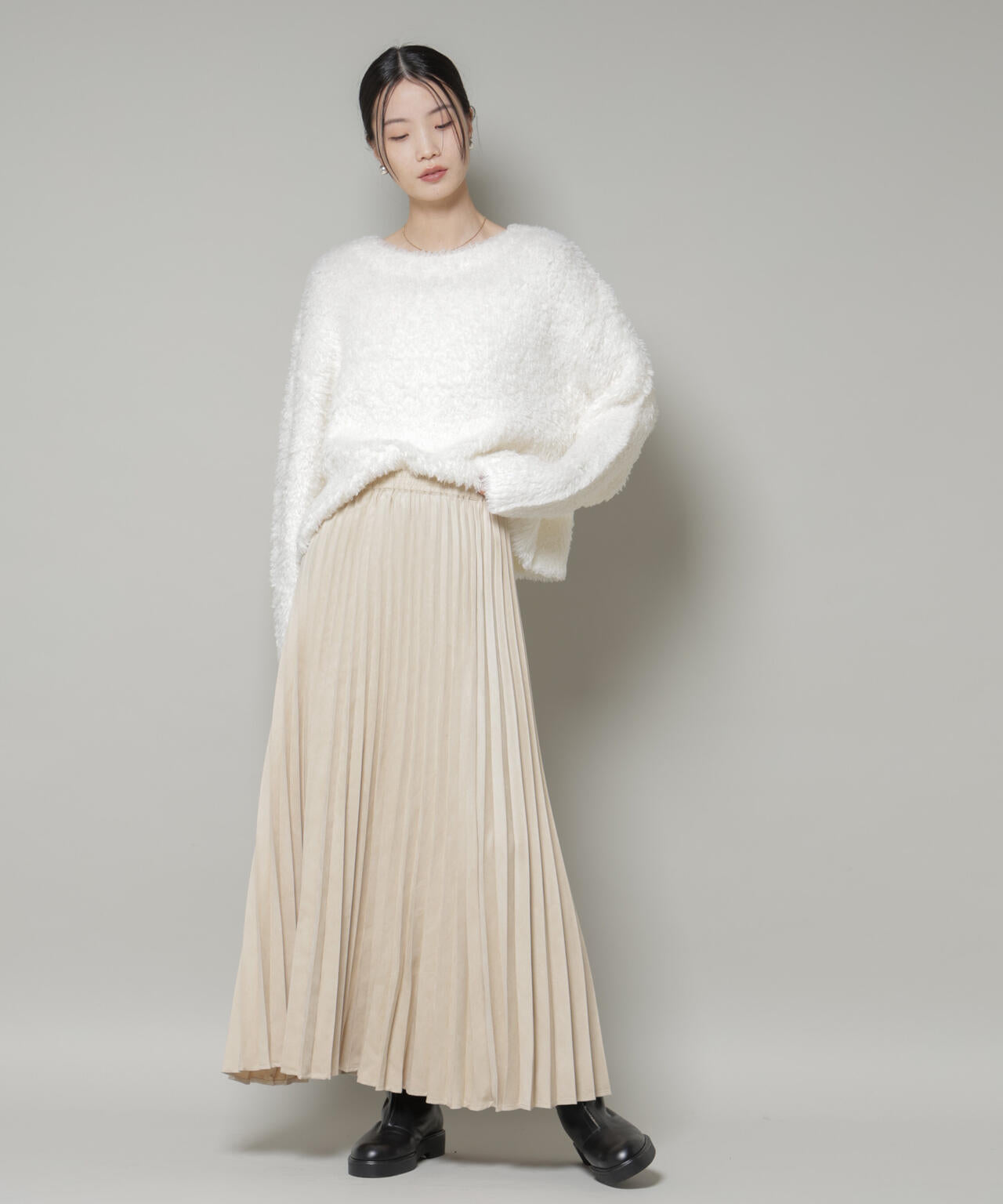 クロップドワイド起毛加工ニットトップス 6735222335