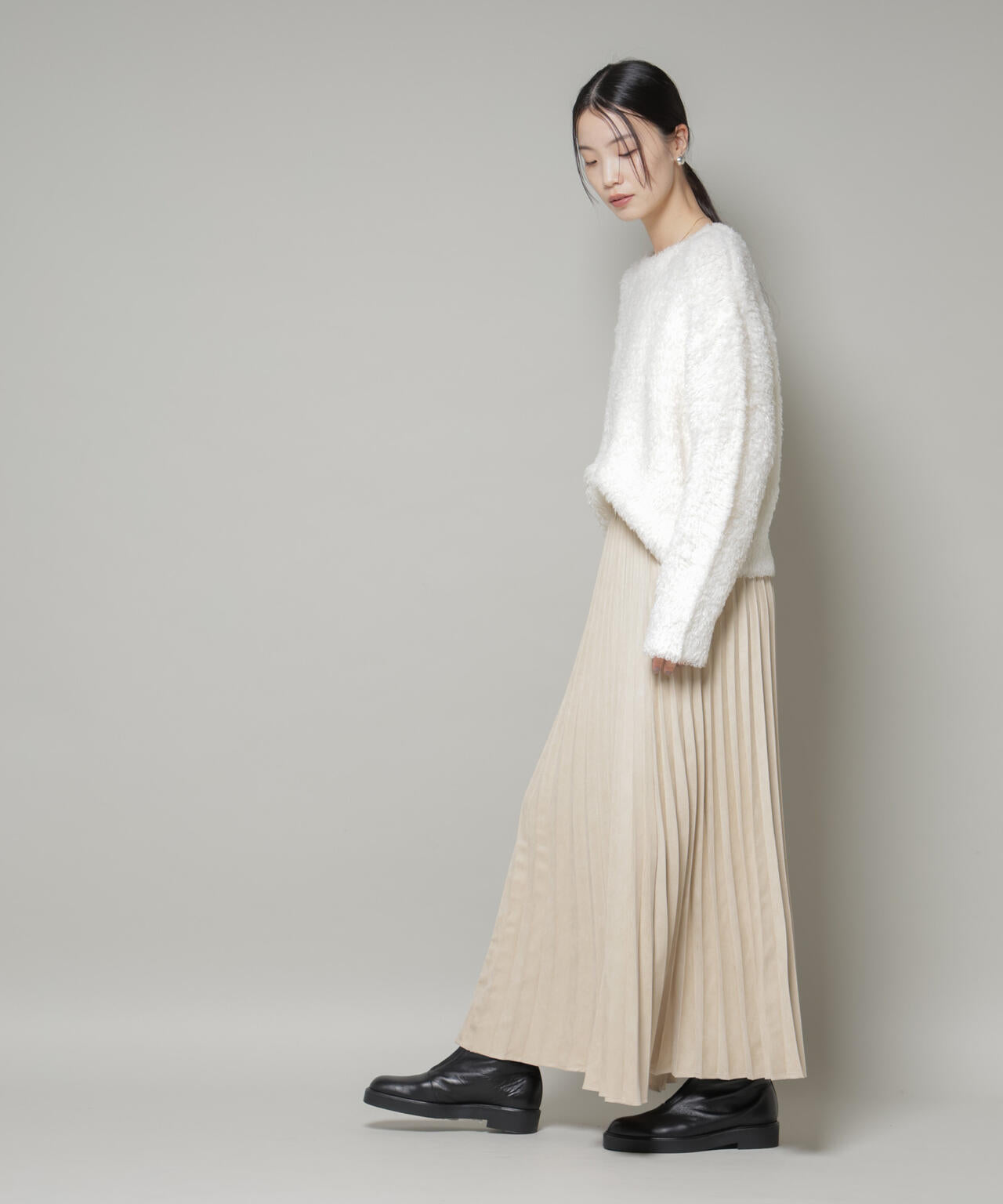 クロップドワイド起毛加工ニットトップス 6735222335