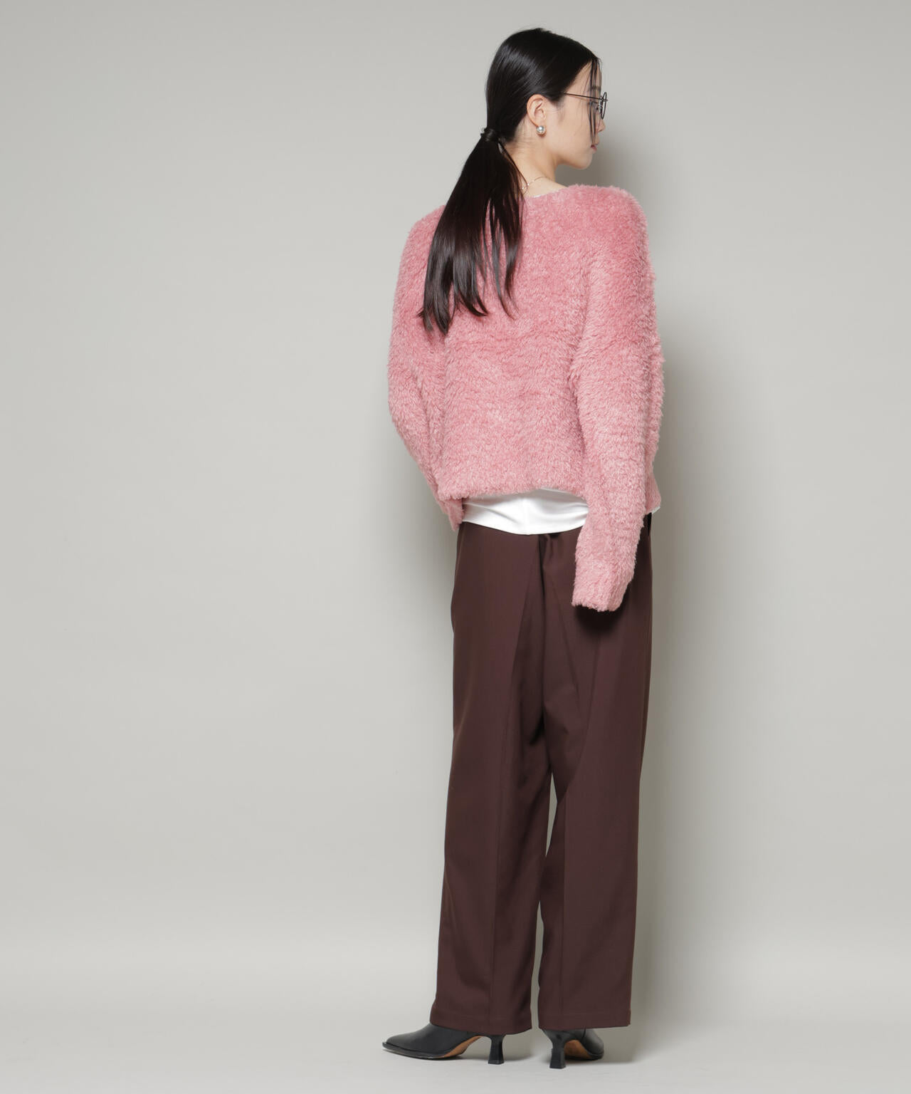 クロップドワイド起毛加工ニットトップス 6735222335