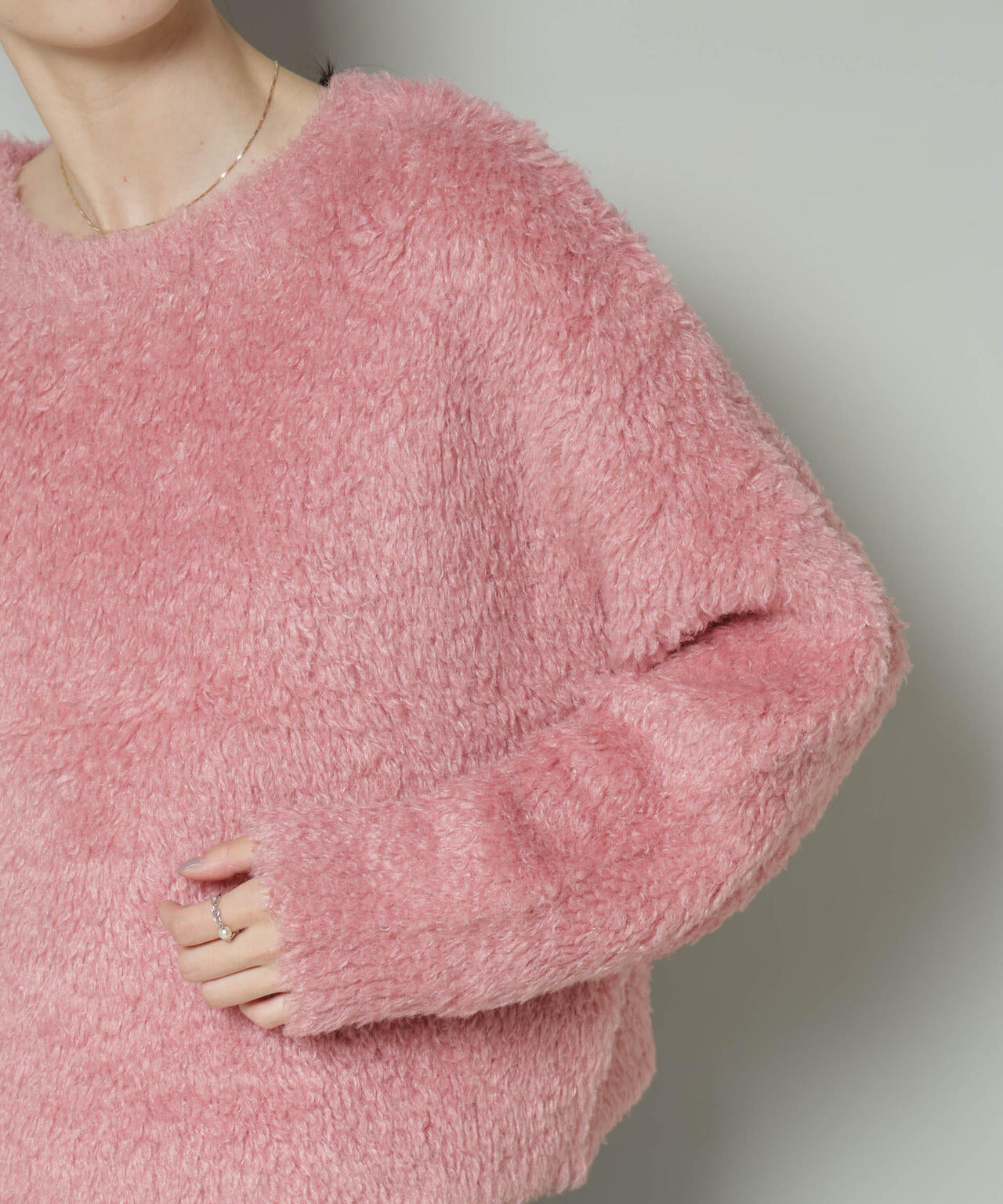 クロップドワイド起毛加工ニットトップス 6735222335