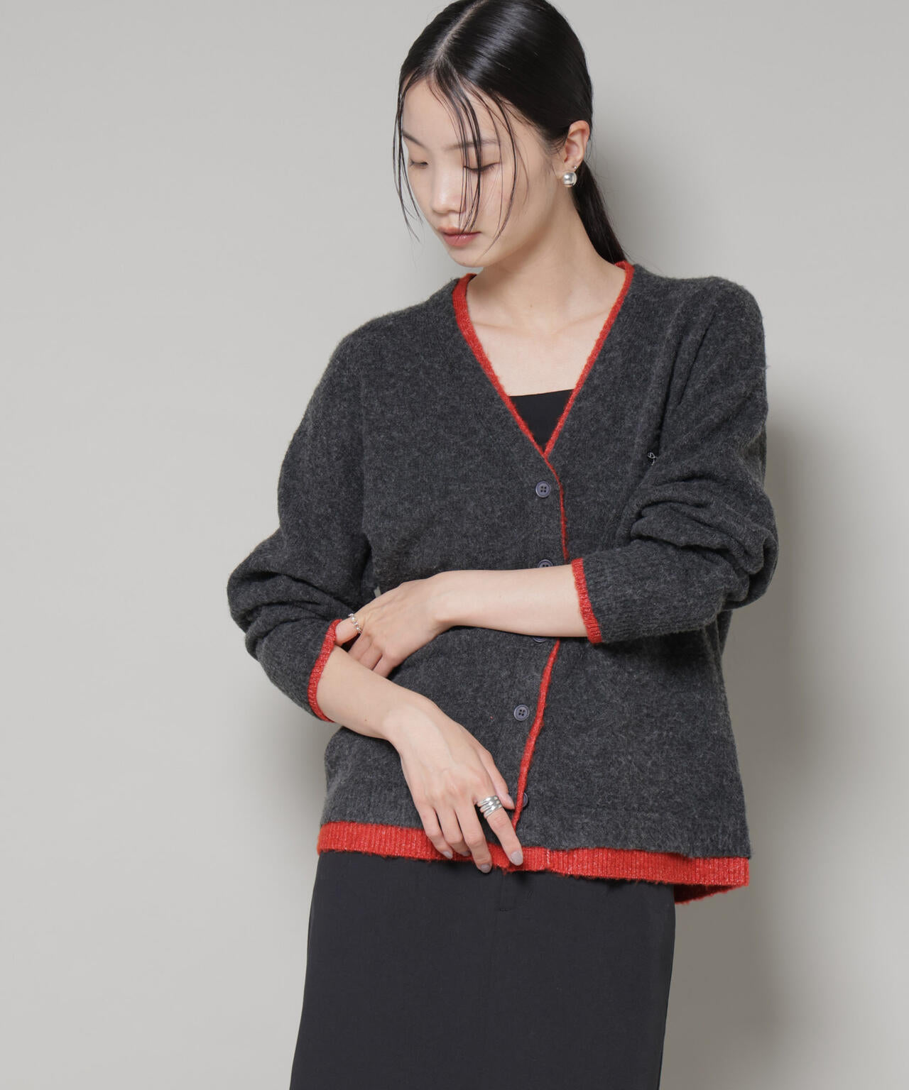 PENNEYS別注TheFOXバイカラーVネックカーディガン 6735222339