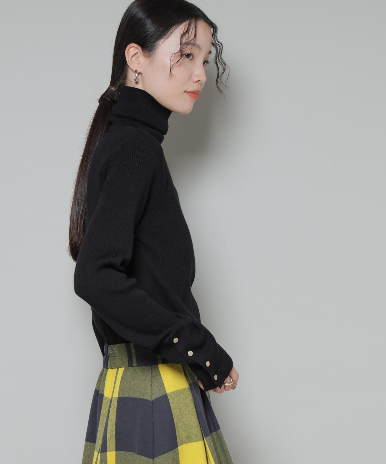 洗濯機洗可メタルボタンリブニット 6735222343