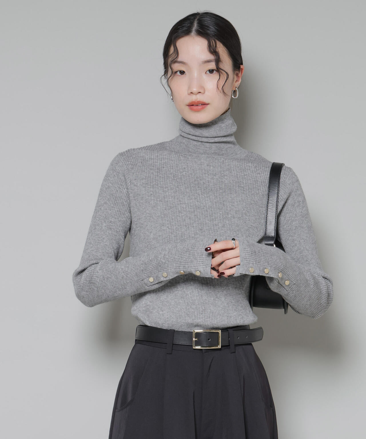 洗濯機洗可メタルボタンリブニット 6735222343