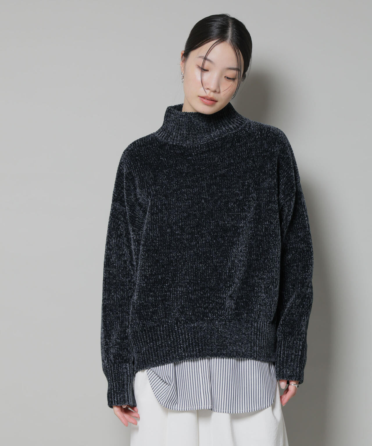 ベロアモールハイネックワイドニット 6735222344