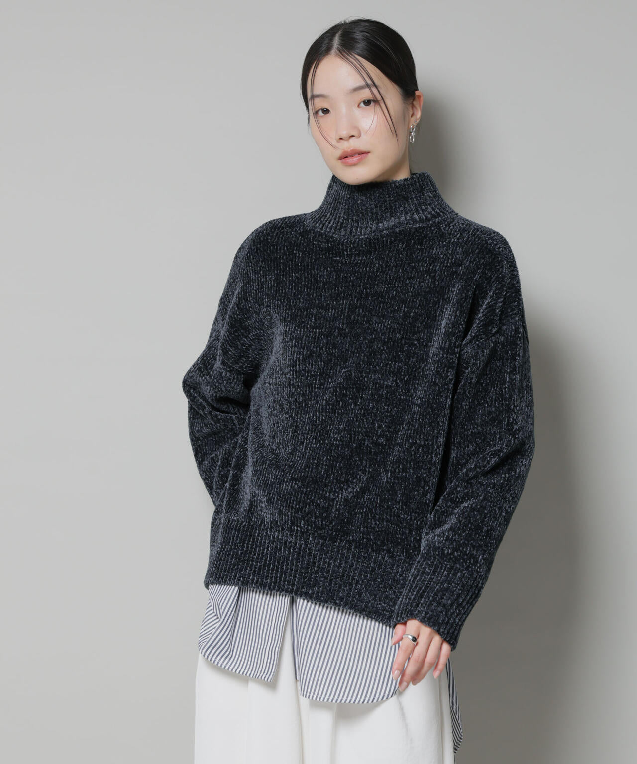 ベロアモールハイネックワイドニット 6735222344