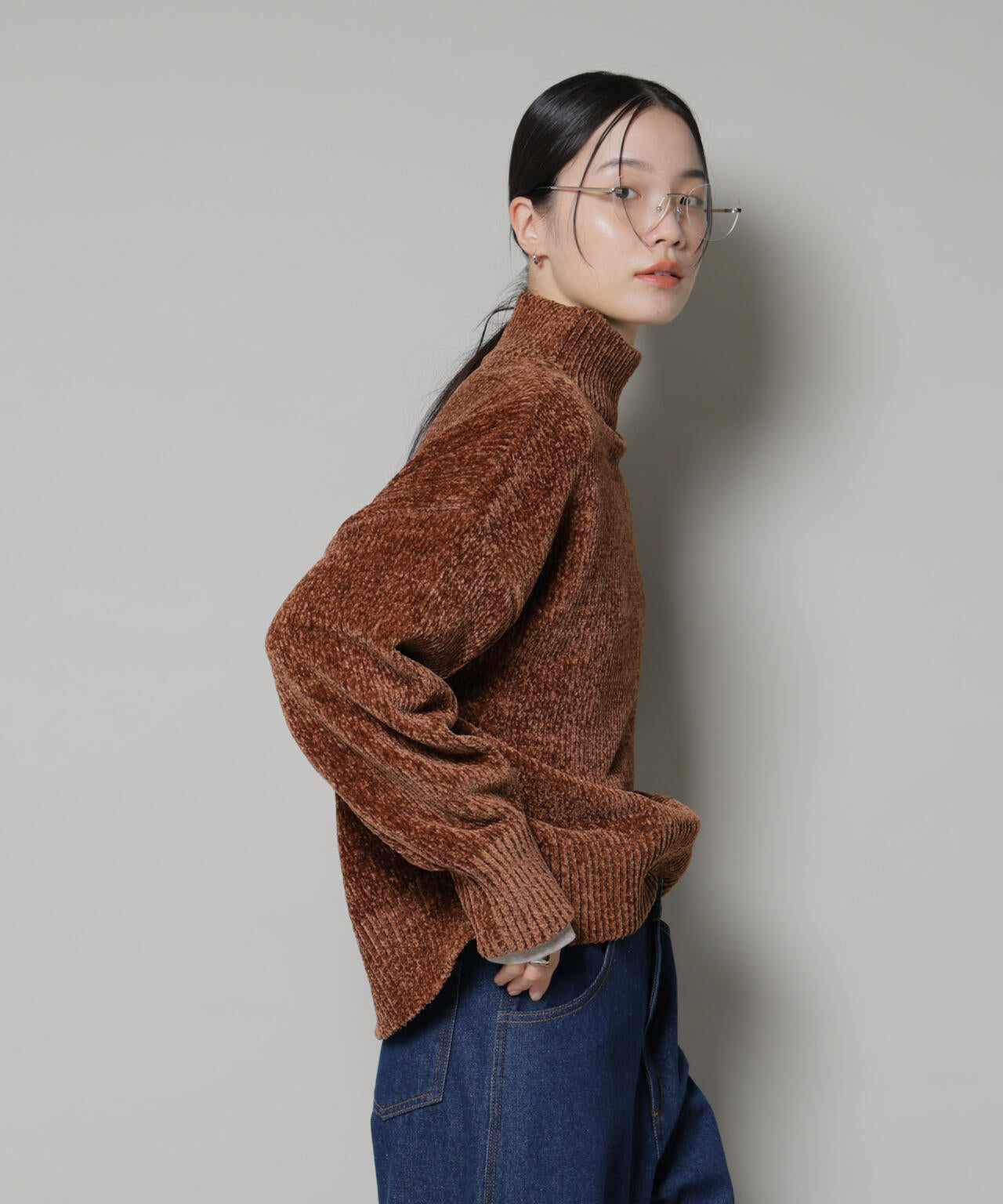 ベロアモールハイネックワイドニット 6735222344