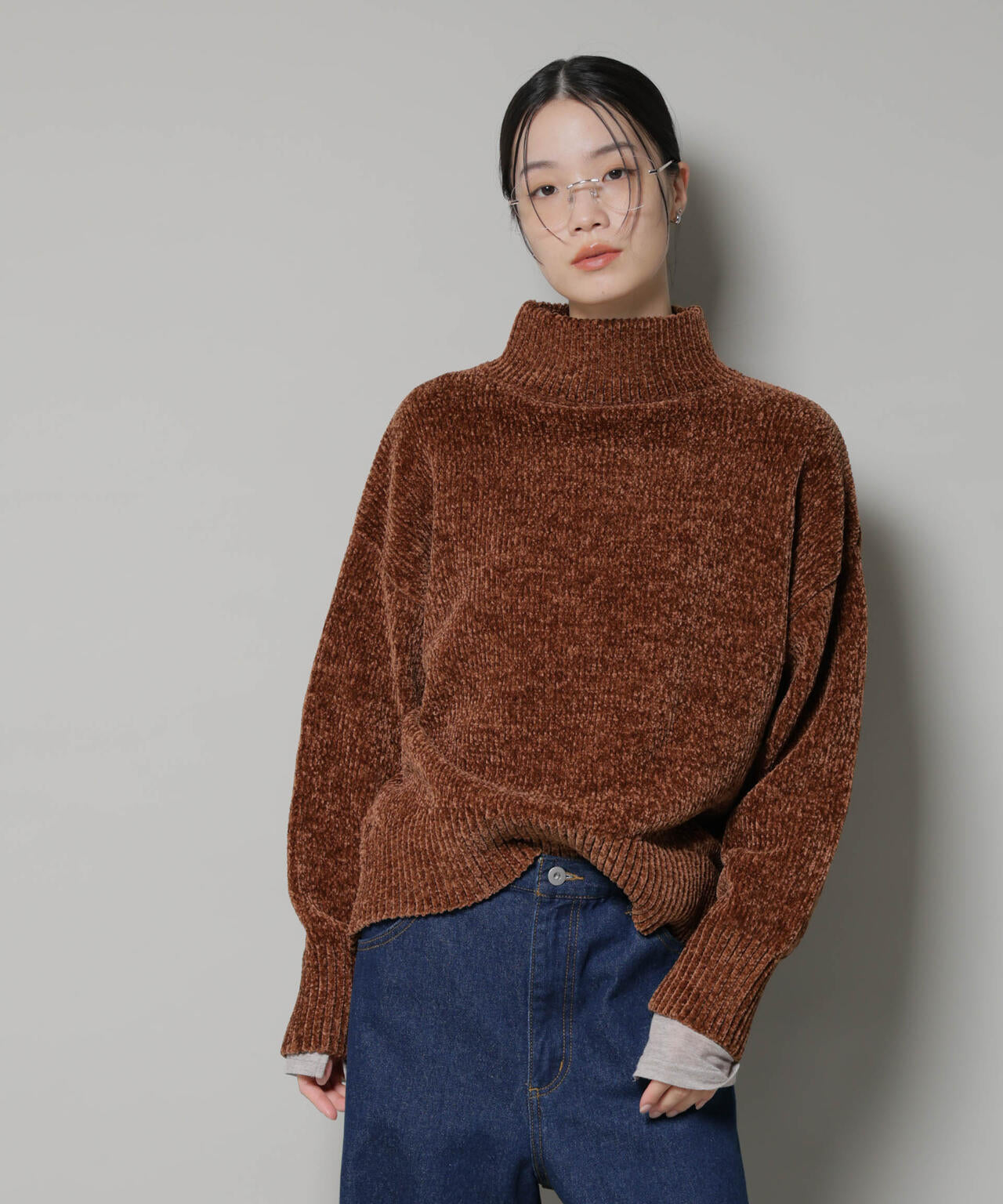 ベロアモールハイネックワイドニット 6735222344