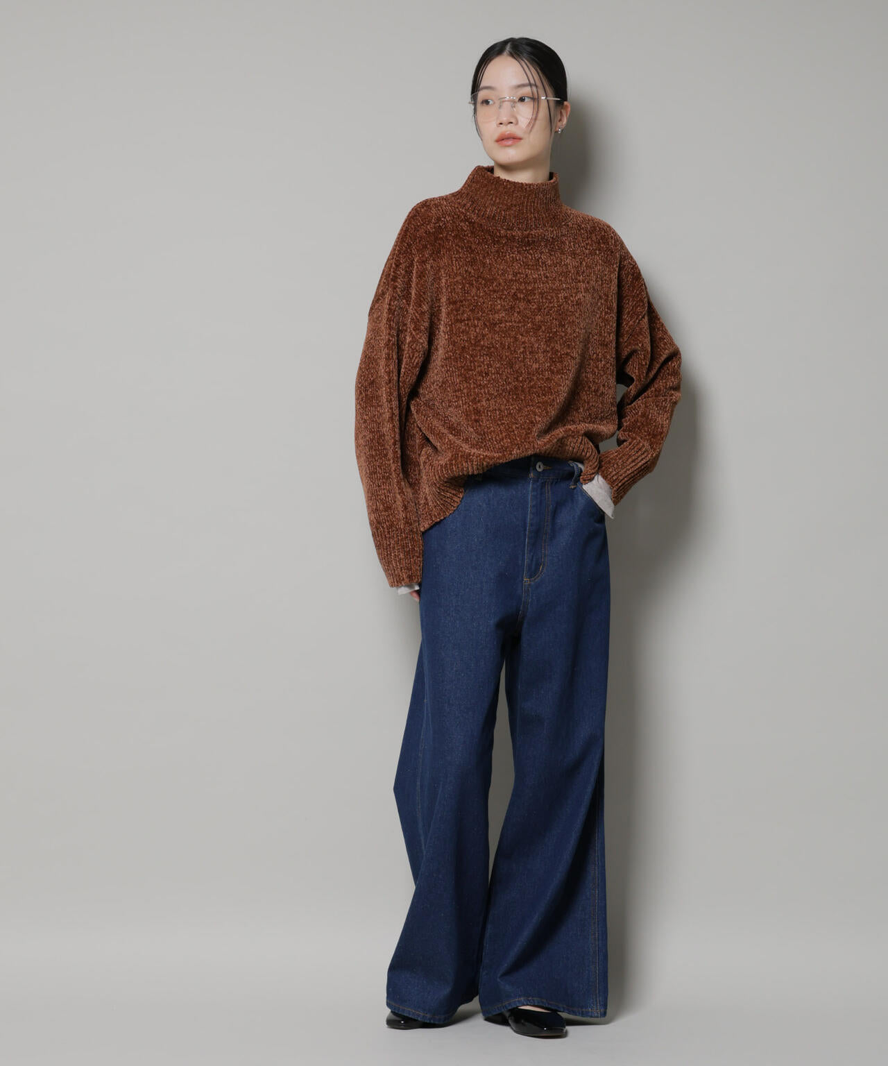 ベロアモールハイネックワイドニット 6735222344