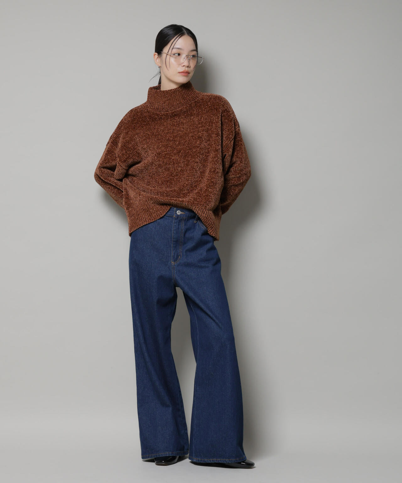 ベロアモールハイネックワイドニット 6735222344