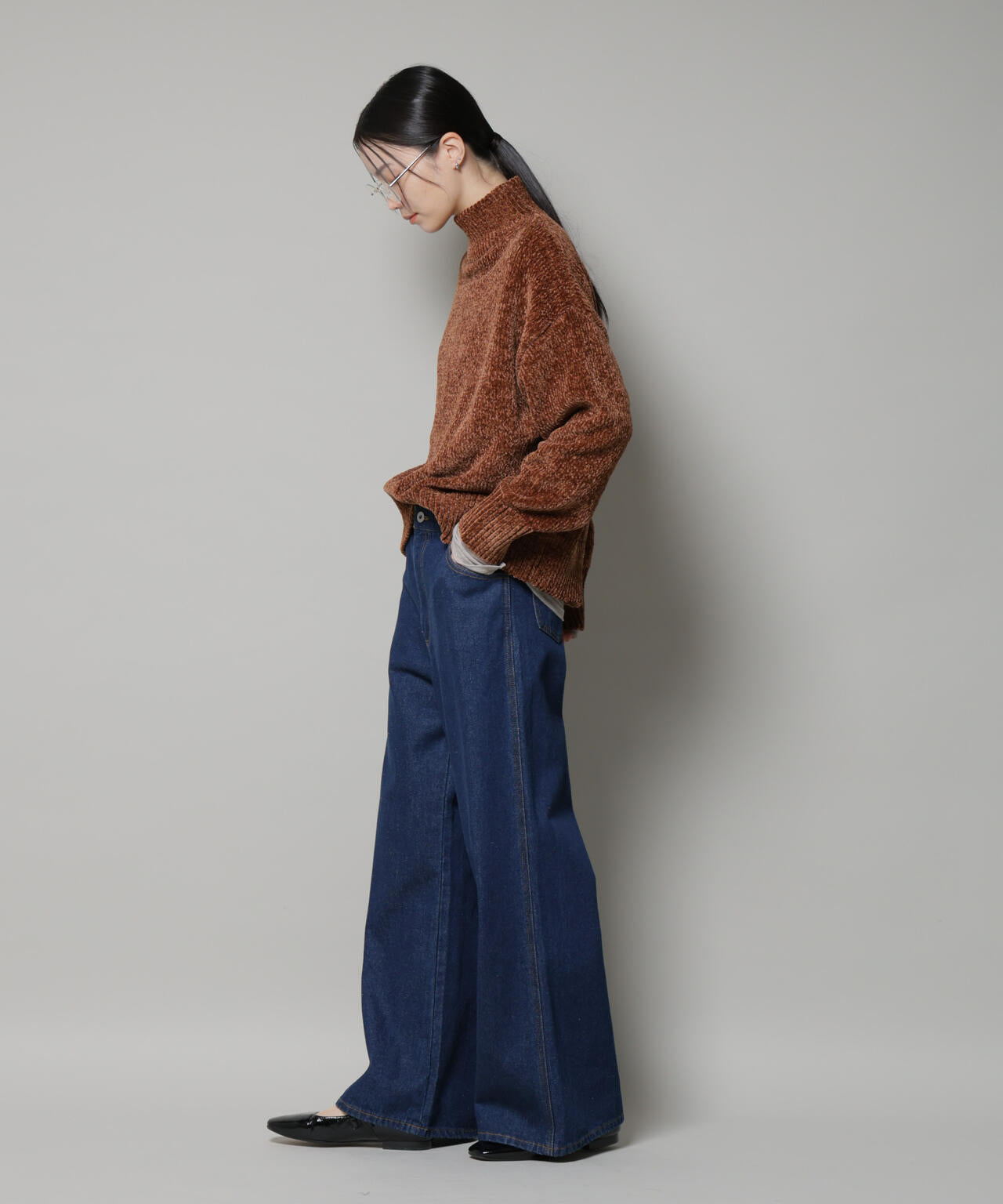 ベロアモールハイネックワイドニット 6735222344