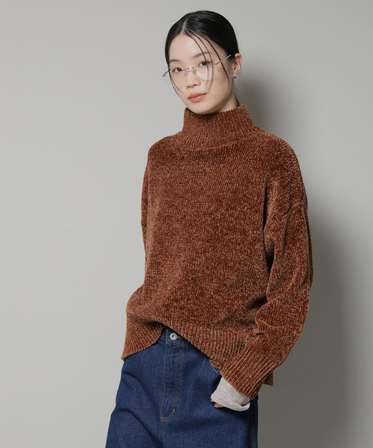 ベロアモールハイネックワイドニット 6735222344