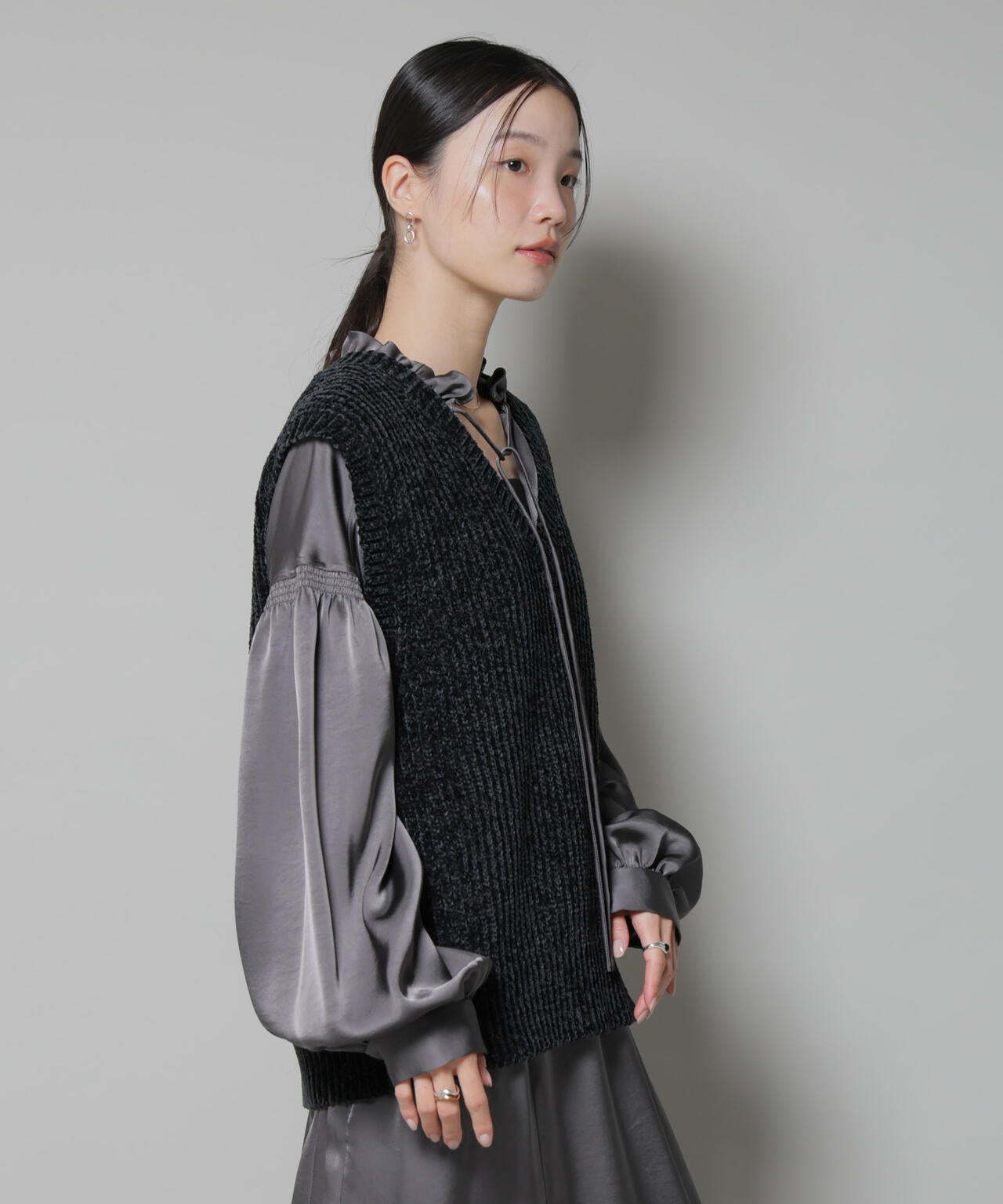 ベロアモールVネックニットベスト 6735222345