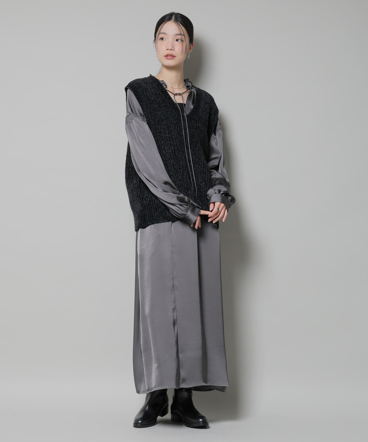 ベロアモールVネックニットベスト 6735222345