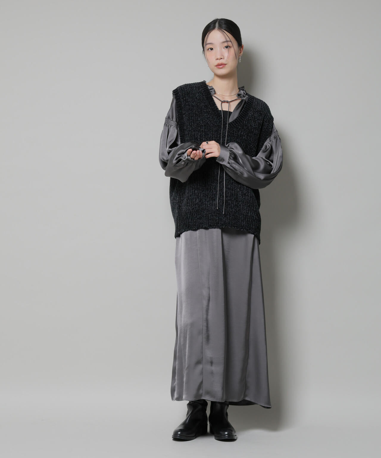 ベロアモールVネックニットベスト 6735222345