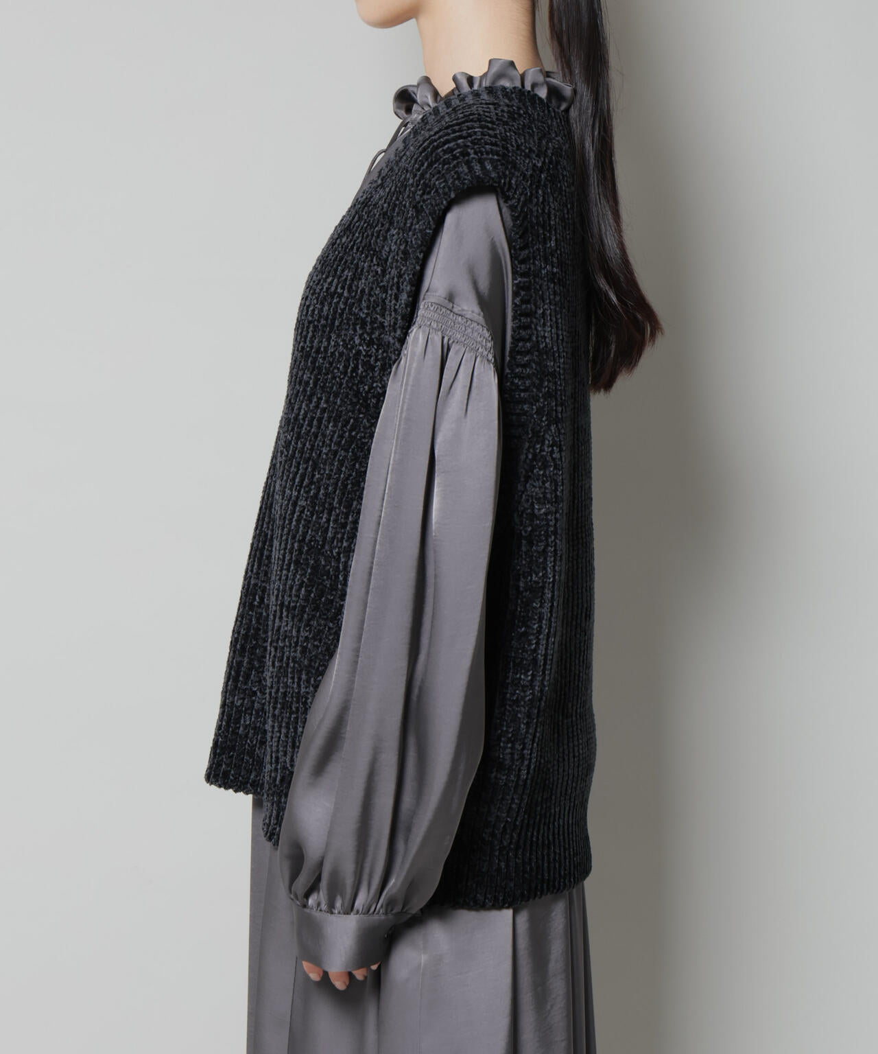 ベロアモールVネックニットベスト 6735222345