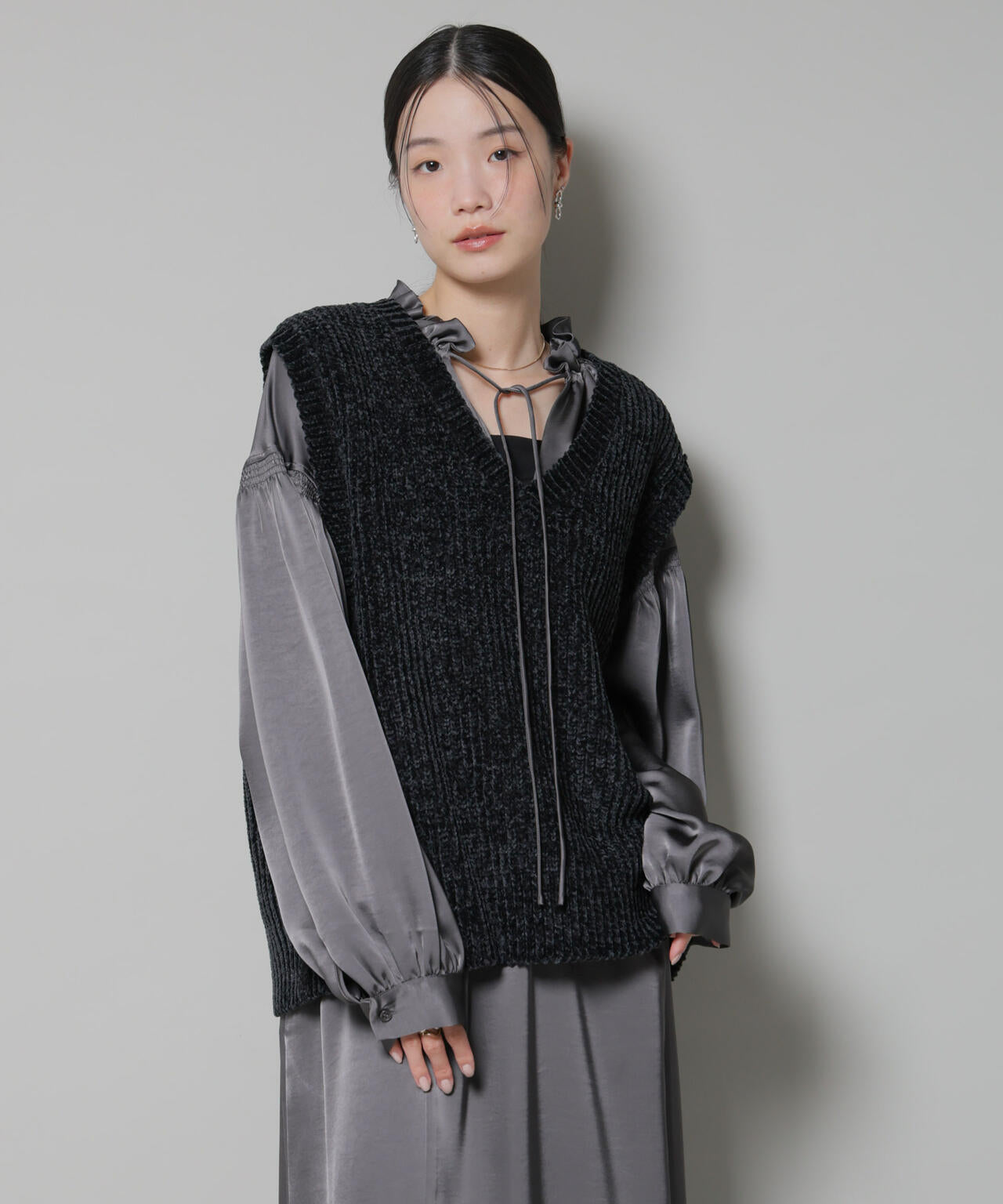 ベロアモールVネックニットベスト