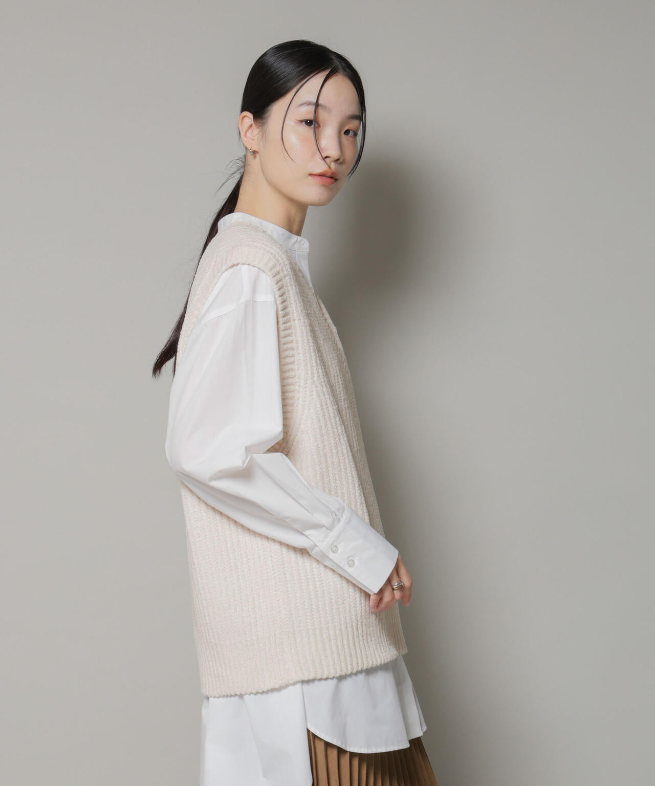 ベロアモールVネックニットベスト 6735222345