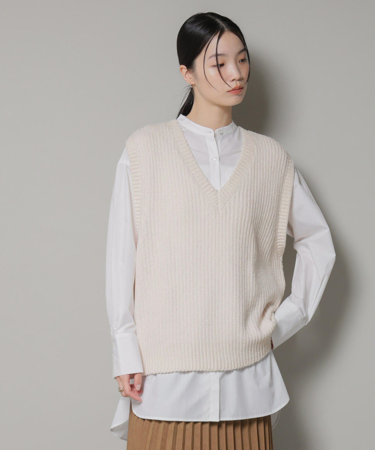 ベロアモールVネックニットベスト 6735222345