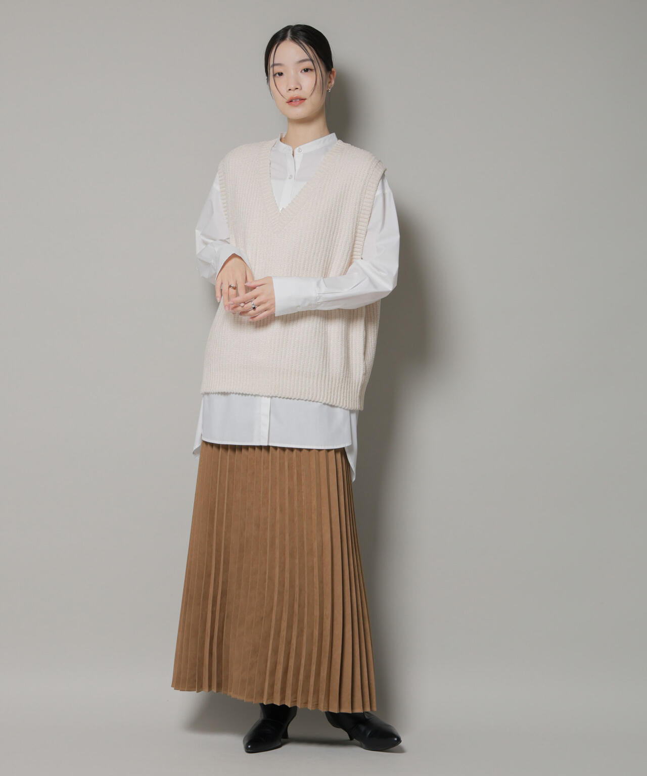 ベロアモールVネックニットベスト 6735222345