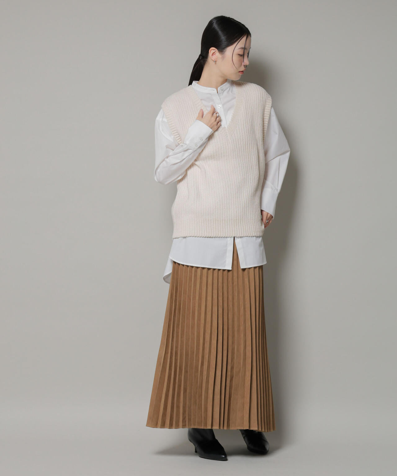 ベロアモールVネックニットベスト 6735222345