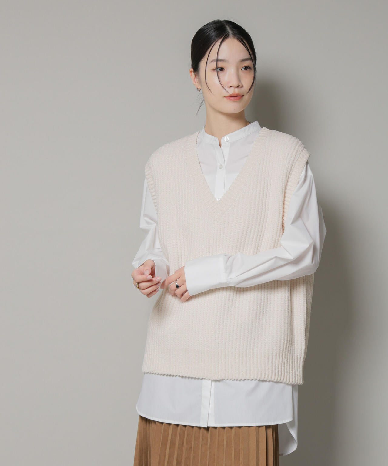 ベロアモールVネックニットベスト 6735222345