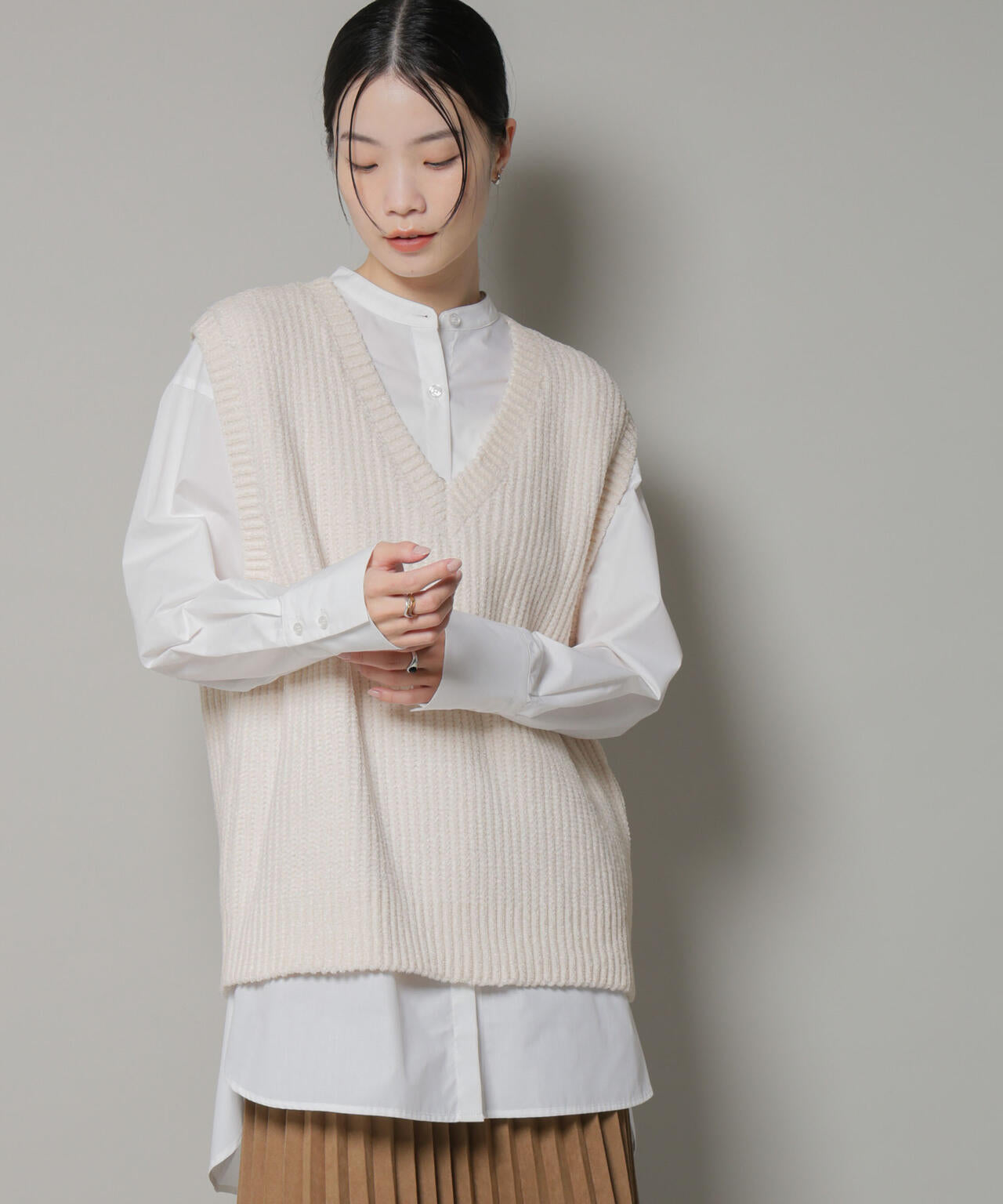 ベロアモールVネックニットベスト